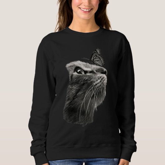Sweatshirt Papillon de chat noir adorable (Devant)