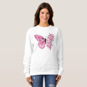 Sweatshirt Papillon de fleurs avec Sakura rose (Devant entier)