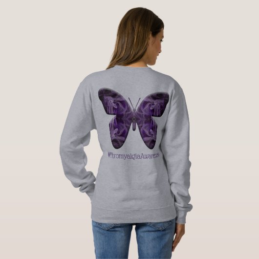 Sweatshirt Papillon de sensibilisation à la fibromyalgie (170 (Dos entier)