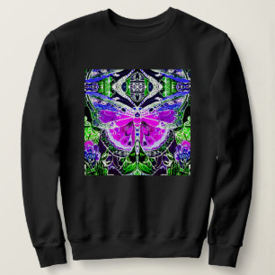 Sweatshirt Papillon et Médaillon Motif Batik en violet