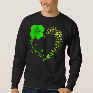 Sweatshirt Papillon Feuille de coeur irlandais St Patrick Clo