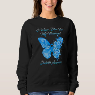 Sweatshirt Papillon Je Porte Bleu Pour Mon Mari Diabète Awar