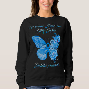 Sweatshirt Papillon Je Porte Du Bleu Pour Ma Soeur Diabète Aw
