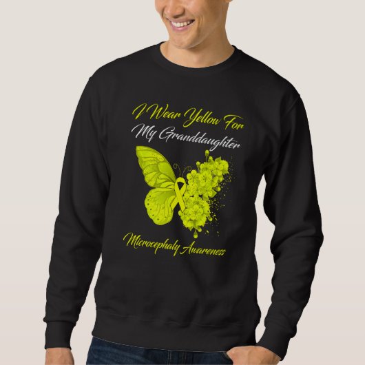 Sweatshirt Papillon Je Porte Jaune Pour Ma Petite-Fille Micro (Devant)