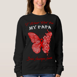 Sweatshirt Papillon Je Porte Rouge Pour Mon Papa Cerveau Aneu