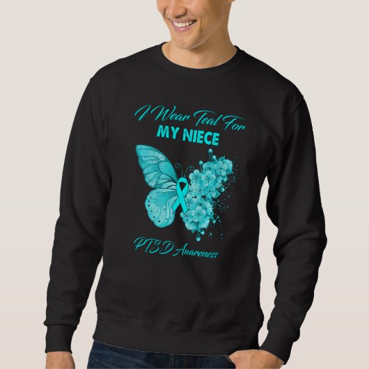 Sweatshirt Papillon Je Porte Turquoise Pour Ma Nièce Ptsd Sen (Devant)