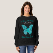 Sweatshirt Papillon Je Porte Turquoise Pour Ma Tante Maladie  (Devant entier)