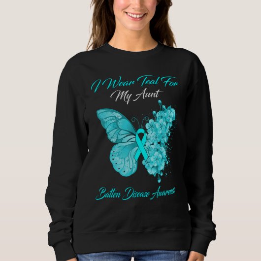 Sweatshirt Papillon Je Porte Turquoise Pour Ma Tante Maladie  (Devant)