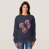 Sweatshirt Papillon Rose Abstrait Art à Porter (Devant entier)