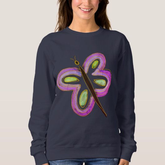 Sweatshirt Papillon Rose Abstrait Art à Porter (Devant)
