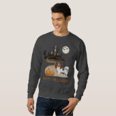 Sweatshirt Papillon Sable Rouge et Maison Hantée d'Halloween (Devant entier)