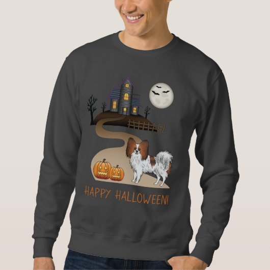 Sweatshirt Papillon Sable Rouge et Maison Hantée d'Halloween (Devant)