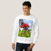 Sweatshirt Papillons à ailes longues zébrées sur fleurs rouge (Devant entier)