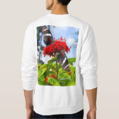 Sweatshirt Papillons à ailes longues zébrées sur fleurs rouge (Dos)