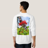Sweatshirt Papillons à ailes longues zébrées sur fleurs rouge (Dos entier)