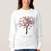 Sweatshirt Papillons Et Arbre À Fleurs Personnalisés (Devant)