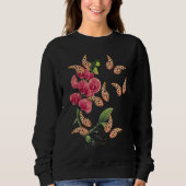 Sweatshirt Papillons Et Fleur De Pois Doux Noir (Devant)