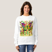 SWEATSHIRT PAPILLONS PRINTANIERS NATURE COLORÉE (Devant entier)