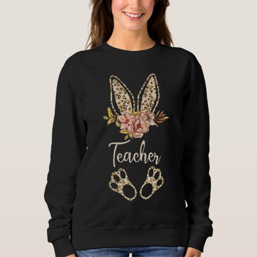 Sweatshirt Pâques Enseignant Cute Bunny École Empreinte de lé (Devant)