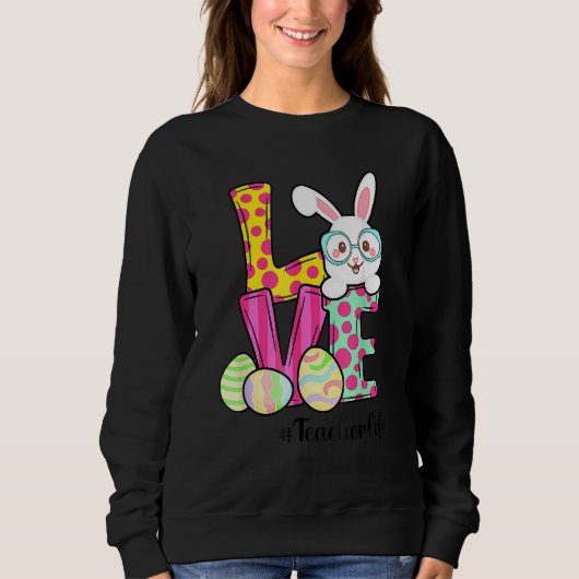 Sweatshirt Pâques Enseignant Vie Pâques Gnome Bunny Lov (Devant)