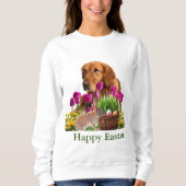 Sweatshirt Pâques Golden Retriever et Rabat Spring Holiday (Devant)