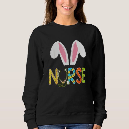 Sweatshirt Pâques Infirmière Er Bunny Ears Joyeux OEufs de Pâ (Devant)