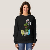 Sweatshirt Pâques Jour T Rex Avec Lapin Oreilles OEufs Drôle (Devant entier)