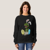 Sweatshirt Pâques Jour T Rex Avec Lapin Oreilles Oeufs Garçon (Devant entier)