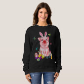 Sweatshirt Pâques Lapin Printemps Cochon Bow Panier de chasse (Devant entier)