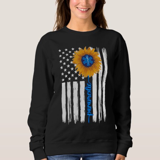 Sweatshirt Paramedic Sunflower US Flag Paramedic 1 (Devant)