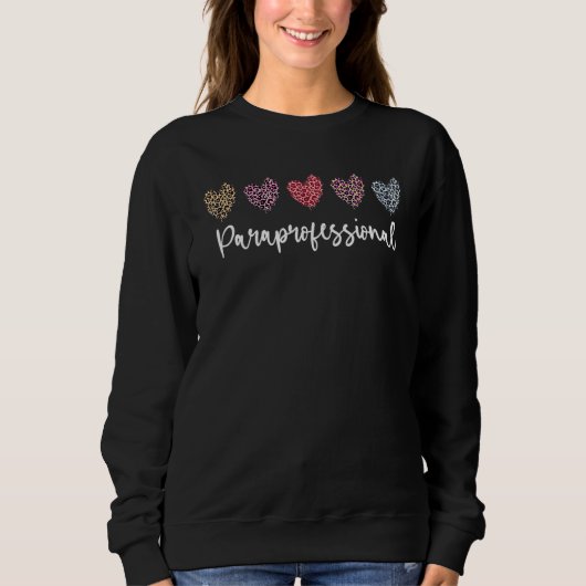 Sweatshirt Paraprofessional Pink And Leopard Hearts (Devant)