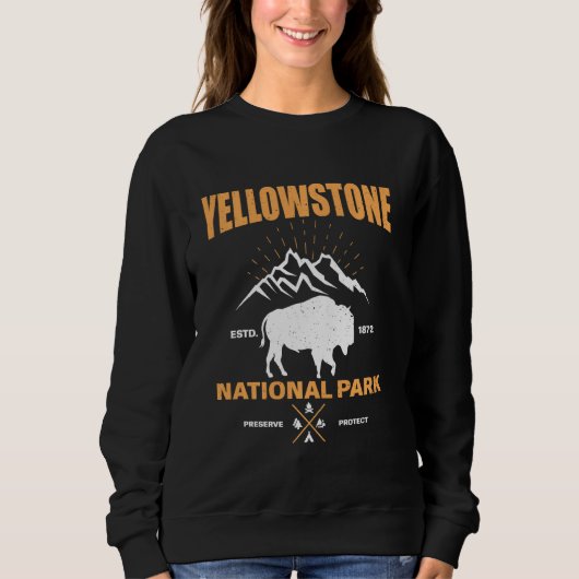 Sweatshirt Parc national de Bison Yellowstone Buffalo Vintage (Devant)