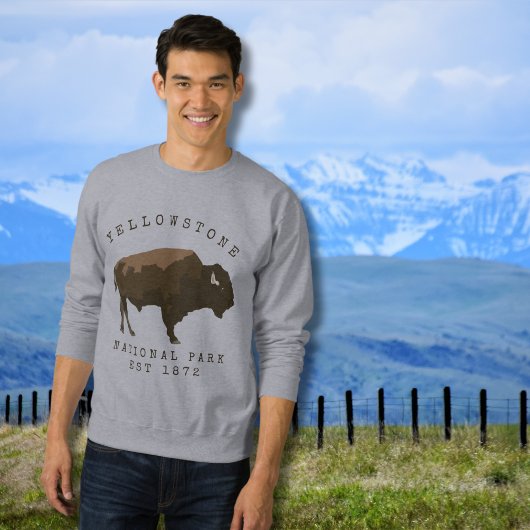 Sweatshirt Parc national de Bison Yellowstone Établi Daté