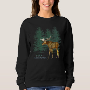 Sweatshirt Parc national de Denali Alaska Usa Moose Trees