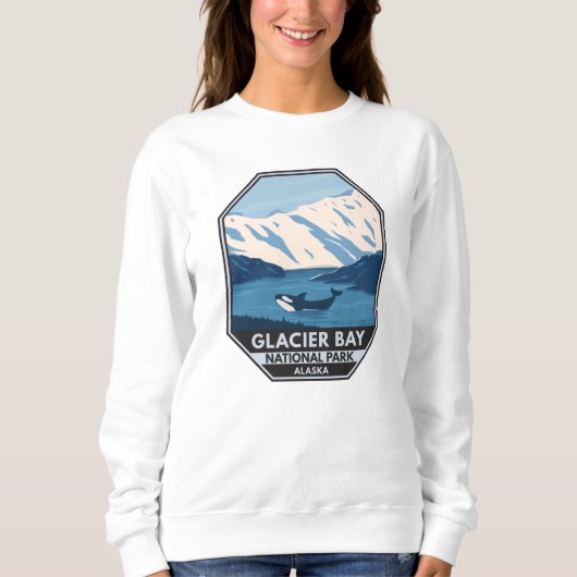 Sweatshirt Parc national de Glacier Bay Alaska Orca Art Vinta (Devant)