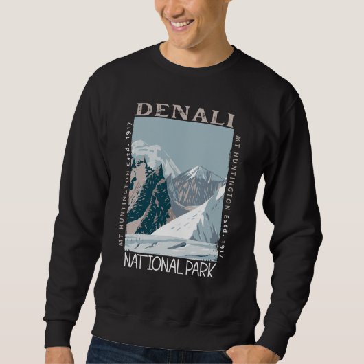 Sweatshirt Parc national du Denali Alaska Mont Huntington Ret (Devant)