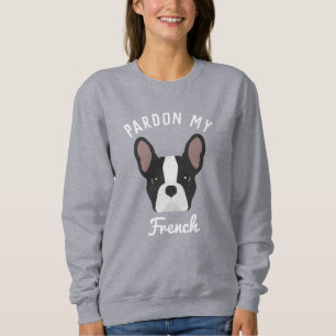 Sweatshirt Pardonnez mon chien français noir et blanc