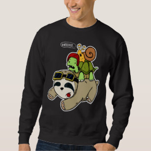 Sweatshirt Paresseux Tortue Escargot Amoureux des Animaux Cou