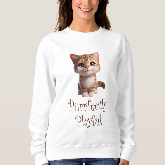 Sweatshirt Parfaitement ludique chat mignon (Devant)