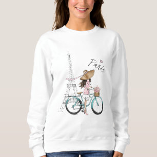 Sweatshirt Paris en fleurs Pédalant dans le chic parisien 