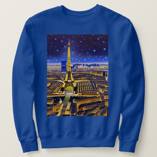 Sweatshirt Paris sous un ciel étoilé violet (Design devant)