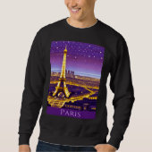 Sweatshirt Paris sous un ciel étoilé violet (Devant)