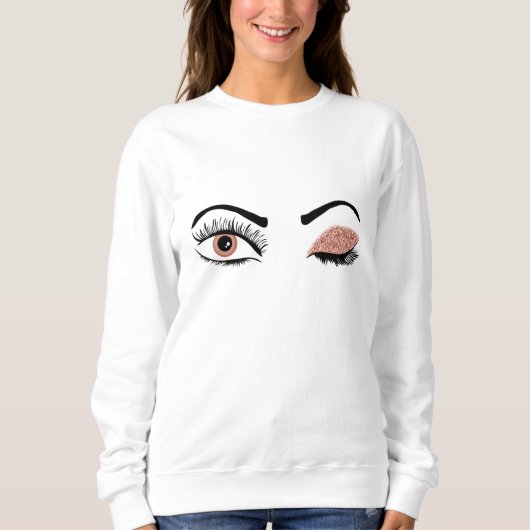 Sweatshirt Parties scintillant des cils rose en or rose (Devant)