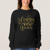 Sweatshirt Parties scintillant d'or Script Bonne année (Devant)