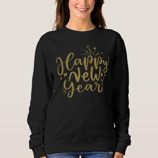 Sweatshirt Parties scintillant d'or Script Bonne année (Devant)