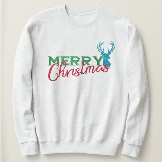 Sweatshirt Parties scintillant Motif Reindeer, Joyeux Noël De (Design devant)