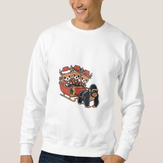 Sweatshirt Pas d'autre façon Gorilla Deer Christmas (Devant)