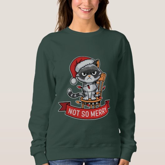 Sweatshirt Pas si joli chaton de Noël (Devant)