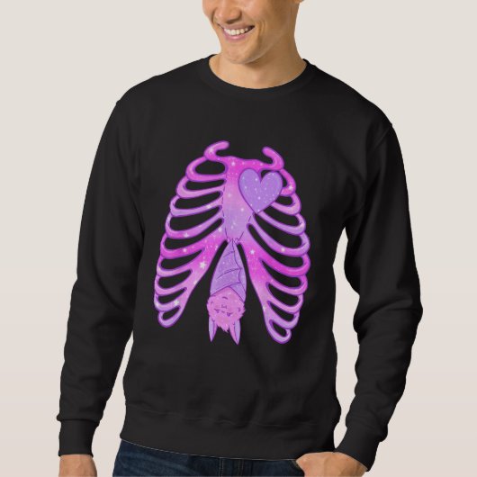 Sweatshirt Pastel Goth Bat Skeleton Ribcage Cuisine esthétiqu (Devant)