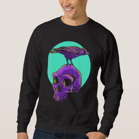 Sweatshirt Pastel Goth Corbeau Crâne Emo Punk Oiseau gothique (Devant)